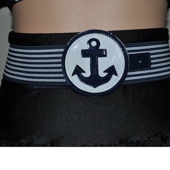 Sailor Belt Boat Anchor Logo Retro Vintage striped Rockabilly 2 belts X $15 - Picture 4 of 6